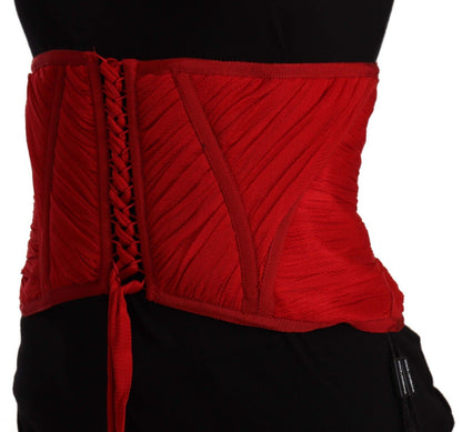 Elegant Red Silk Corset Belt Top