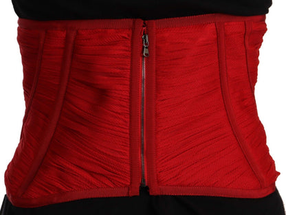 Elegant Red Silk Corset Belt Top