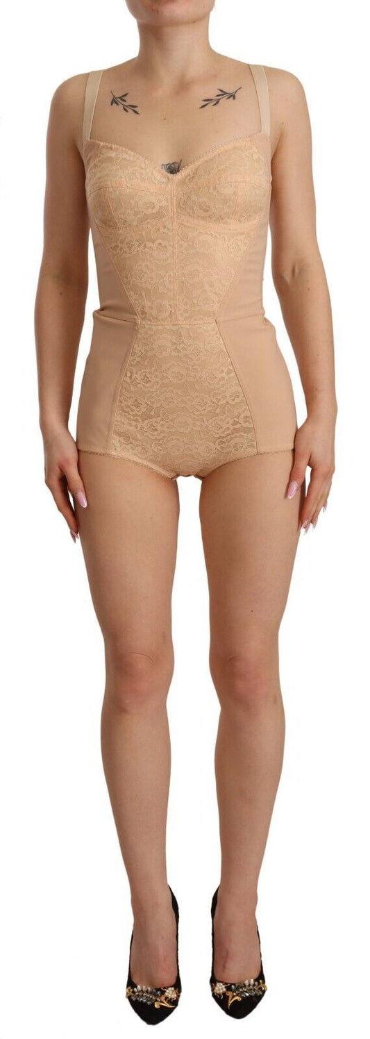 Beige kanten bodysuit met stretch