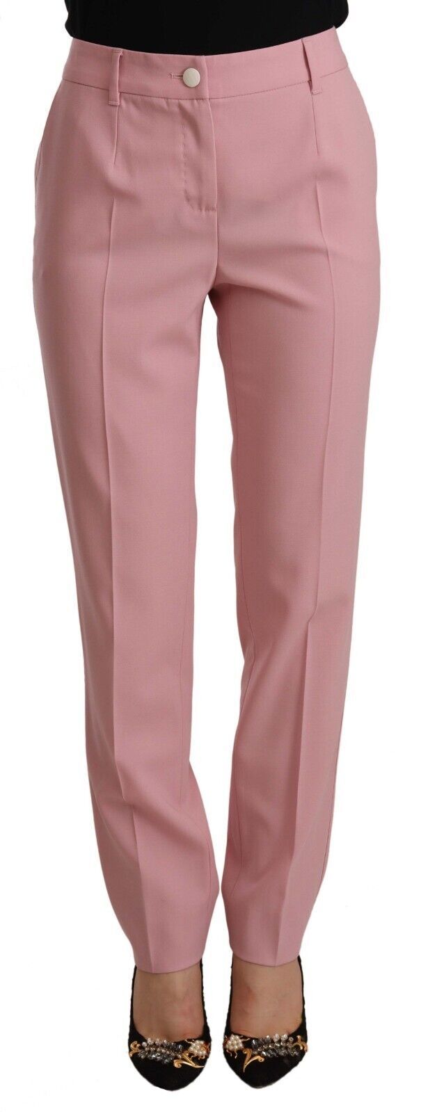 Pantalón elegante rosa de talle alto