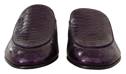 Chanclas de piel de pitón exótica morada