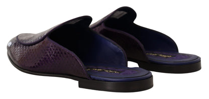 Chanclas de piel de pitón exótica morada