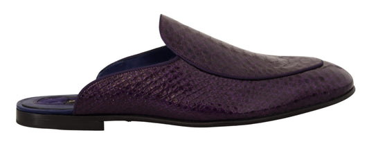 Chanclas de piel de pitón exótica morada