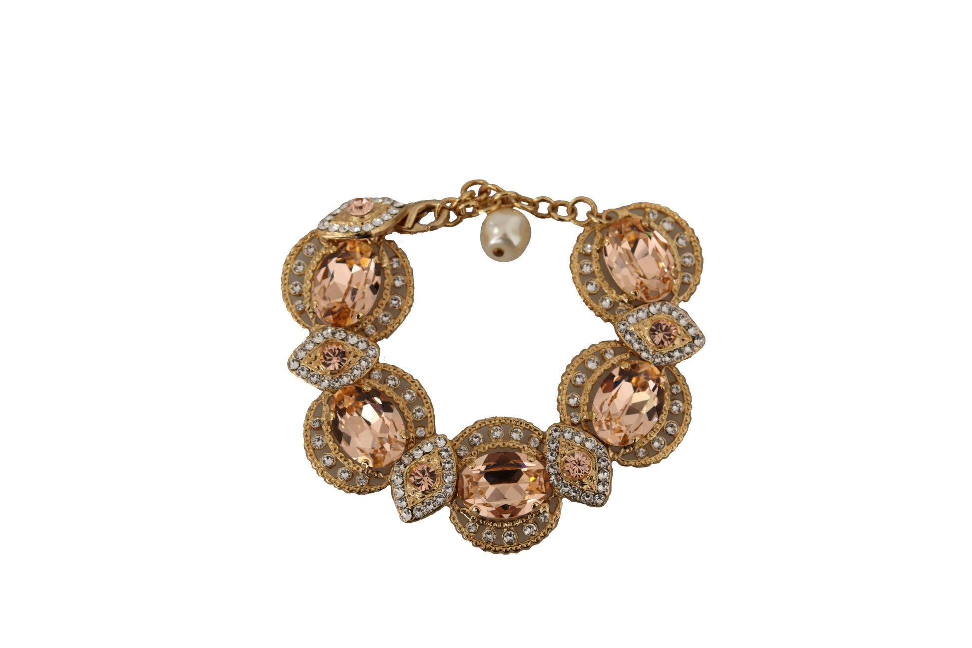 Pulsera de cadena de oro con cristal champán