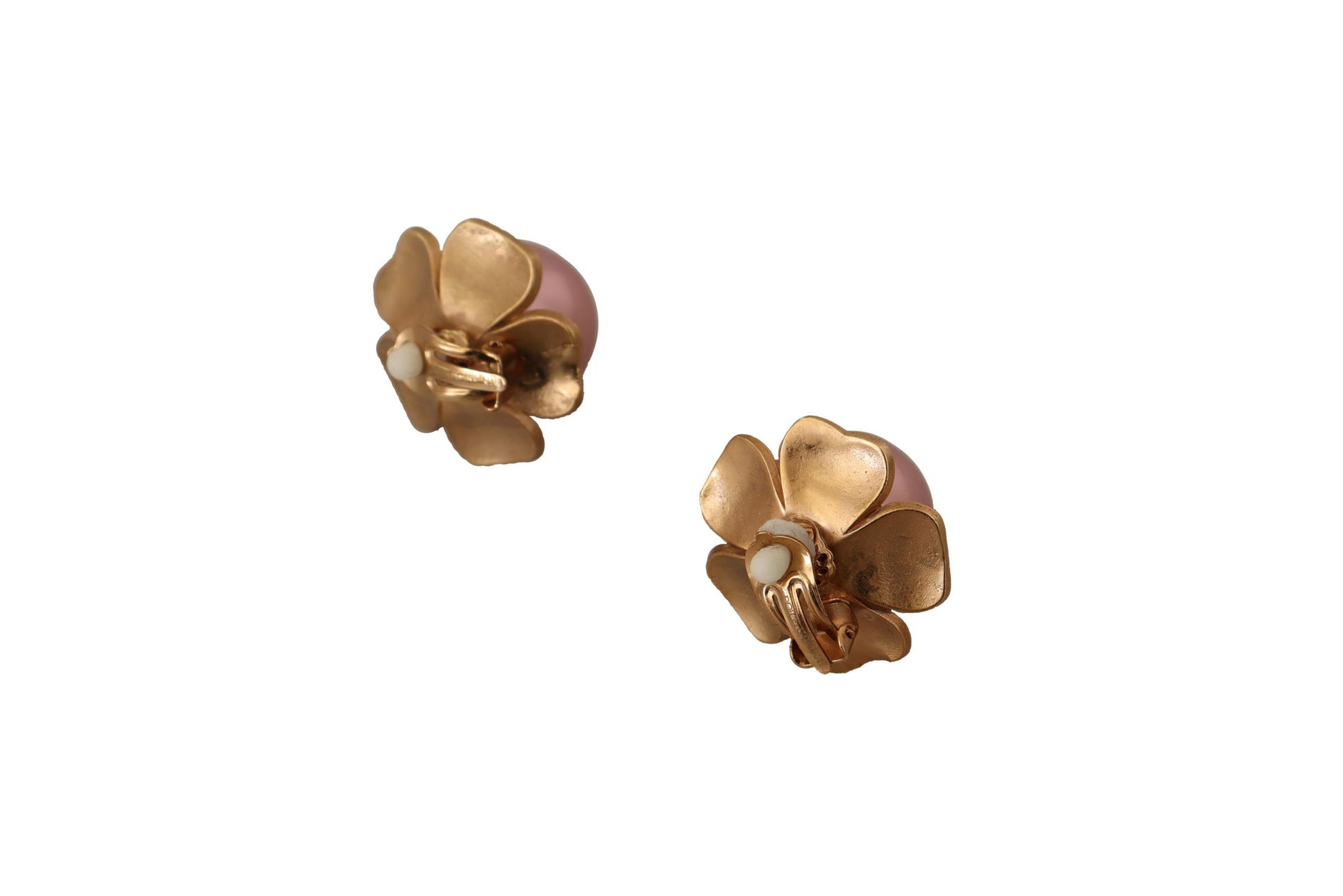 Pendientes de clip elegantes con perlas de cristal y flores