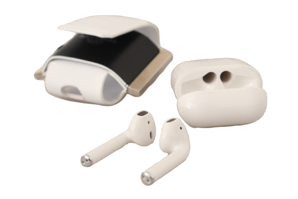 Chique leren Airpods-hoesje in zwart-wit