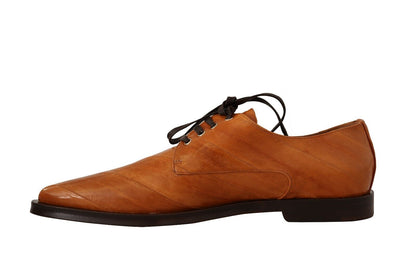 Elegante formele flats met veters van palingleer