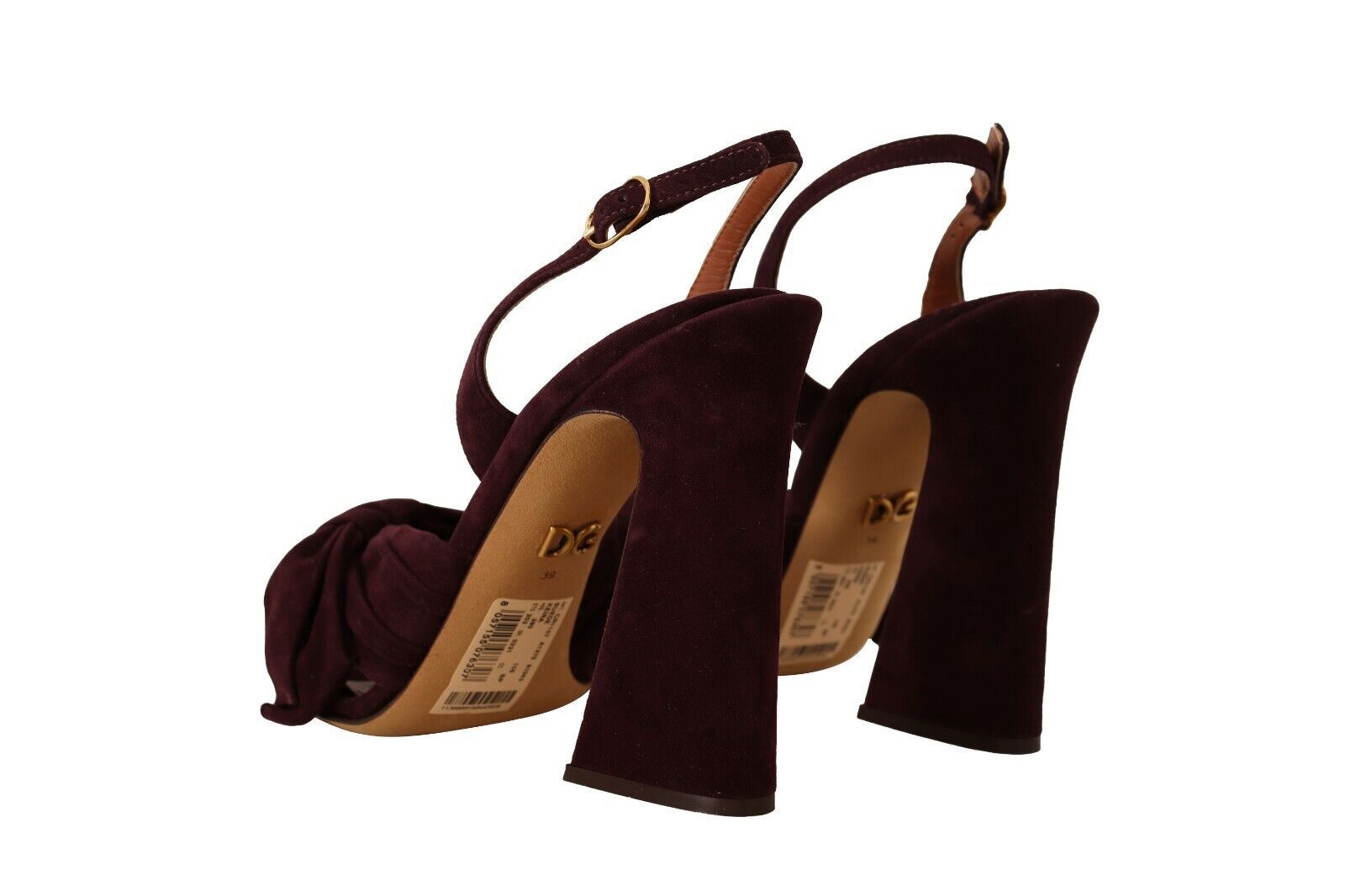 Elegantes sandalias de tacón de ante morado