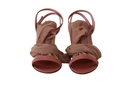 Elegante roze enkelbandje hakken sandalen