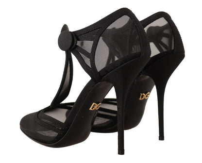 Elegante mesh stilettopumps met T-band