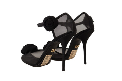 Elegante zwarte mesh hakkenpumps