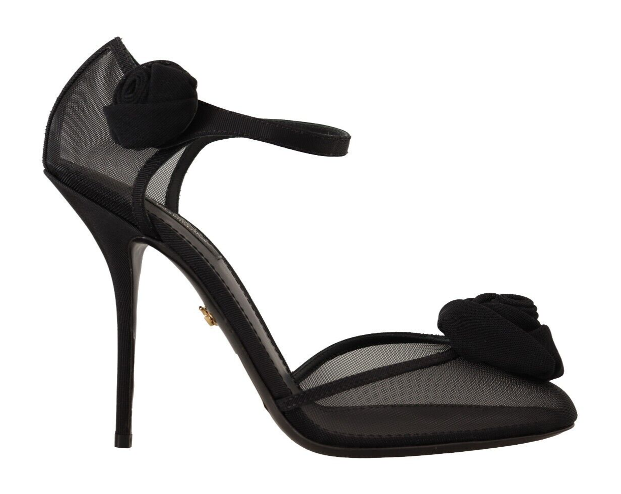 Elegante zwarte mesh hakkenpumps