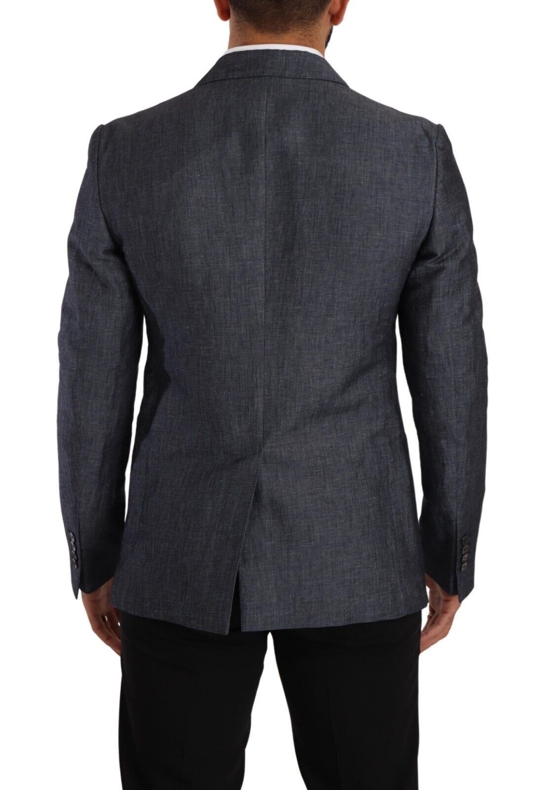 Elegante blazer azul de corte slim con dos botones