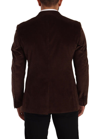 Elegant Brown Corduroy Slim Fit Blazer