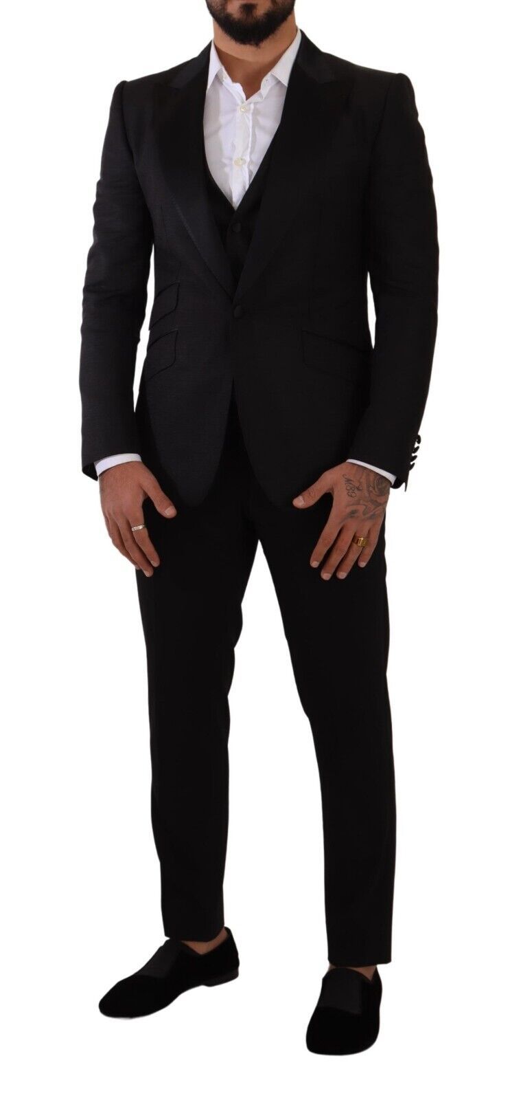 Conjunto de traje negro de corte slim Sicilia