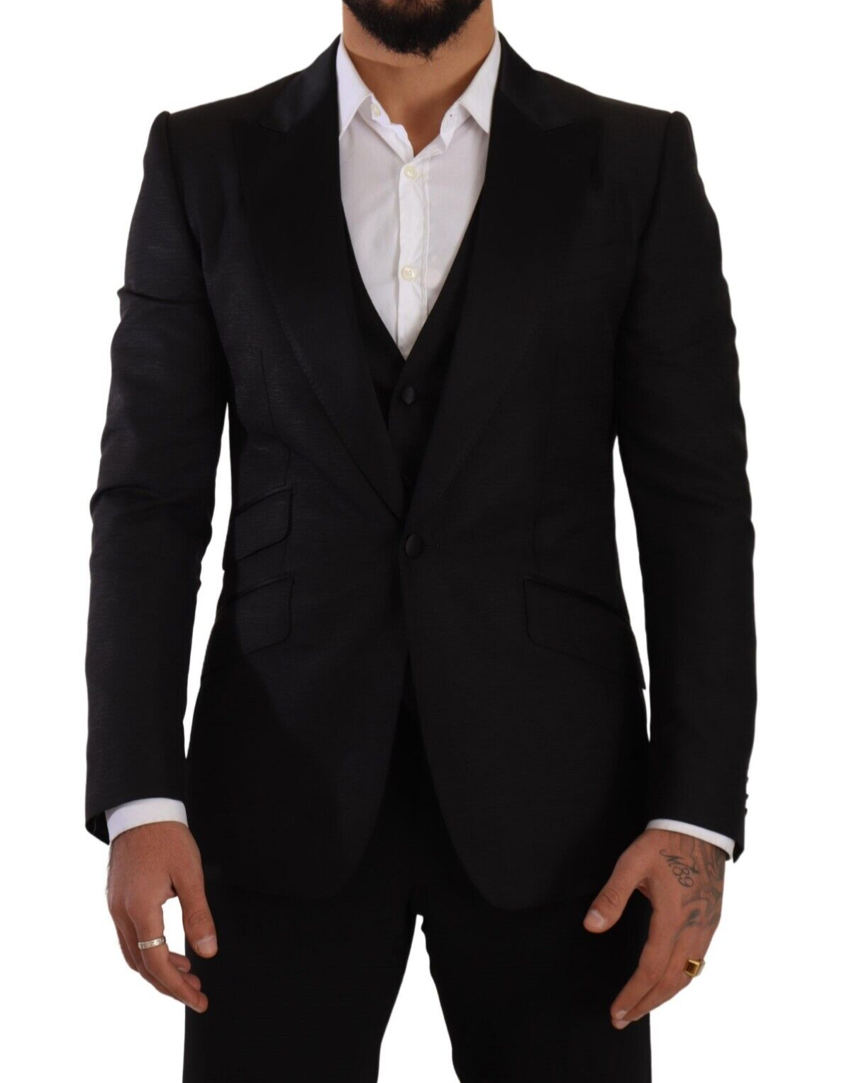 Conjunto de traje negro de corte slim Sicilia