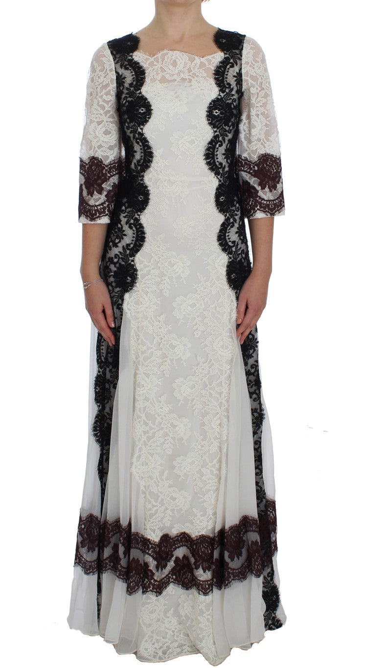 Floral Lace Silk Blend Maxi Dress