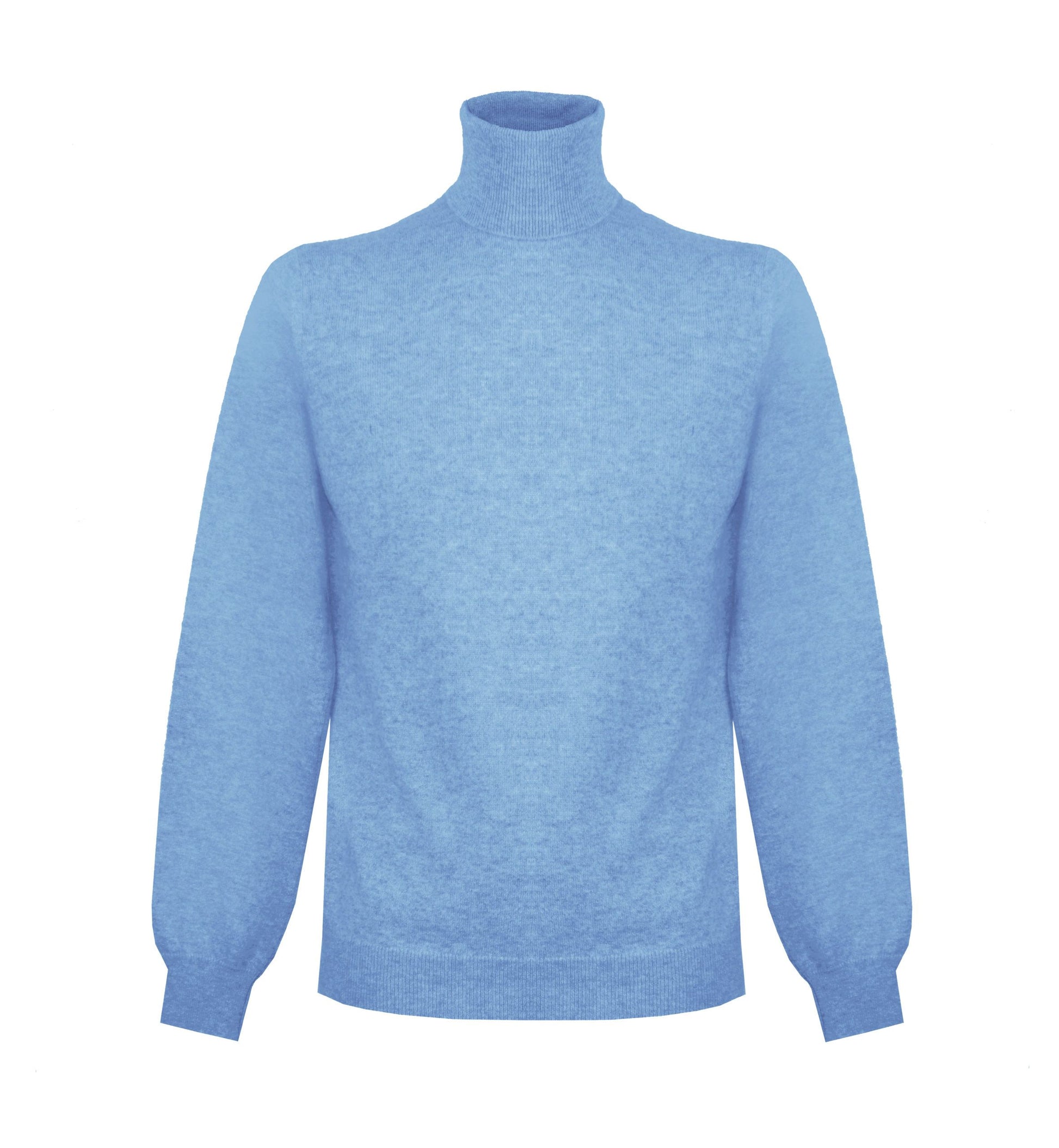 Elegant Ice Blue Cashmere High Collar Sweater