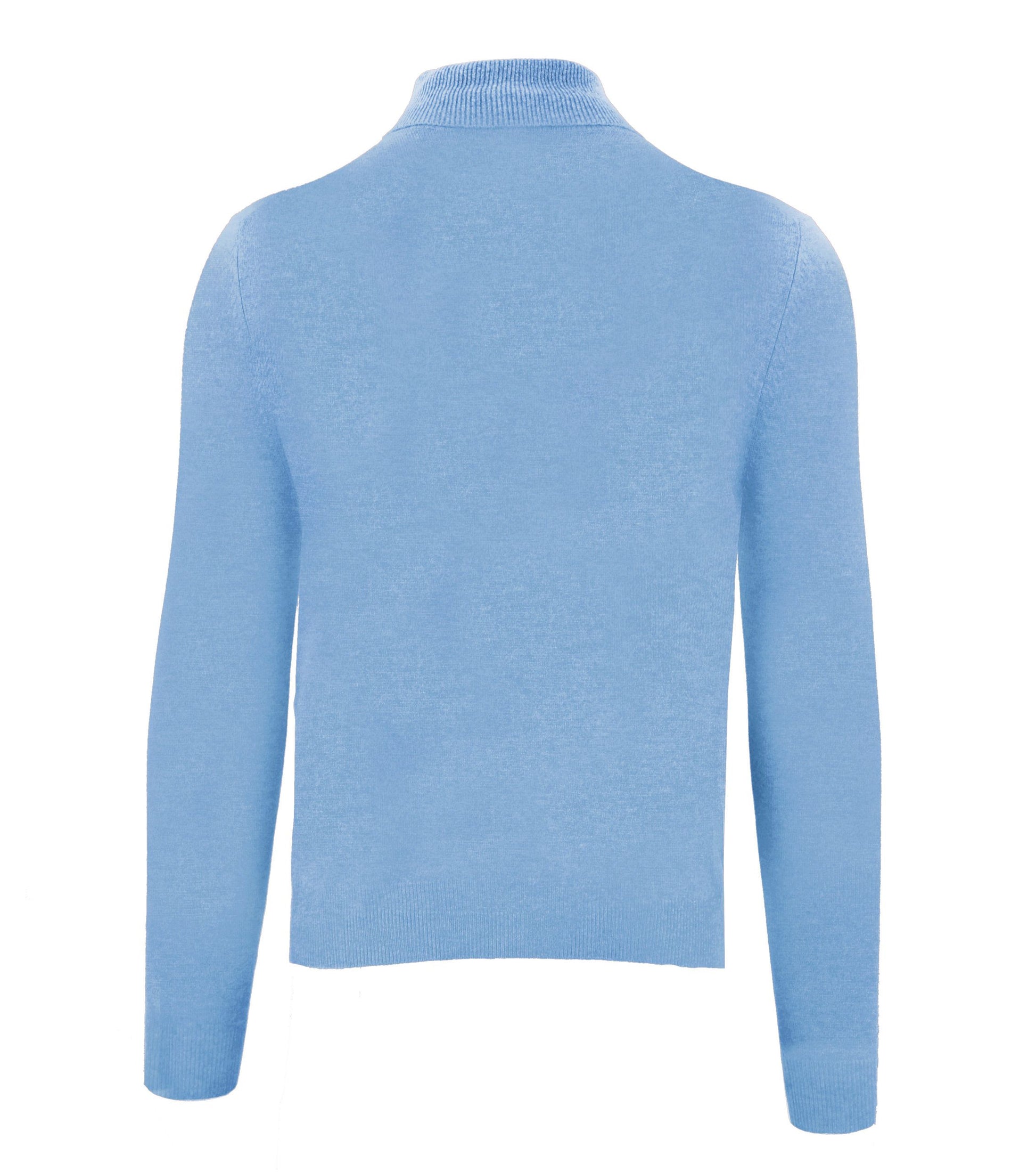 Elegant Ice Blue Cashmere High Collar Sweater