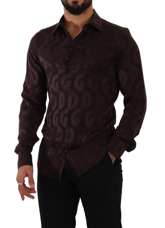 Camisa de vestir elegante de seda burdeos