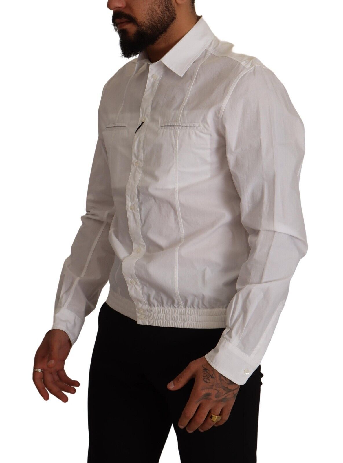 Elegante camisa italiana de algodón blanca