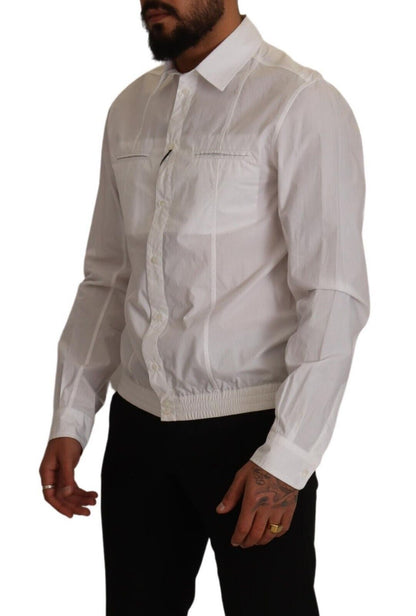 Elegante camisa italiana de algodón blanca