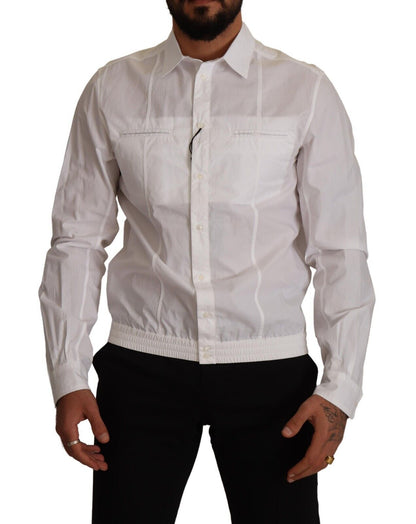 Elegante camisa italiana de algodón blanca