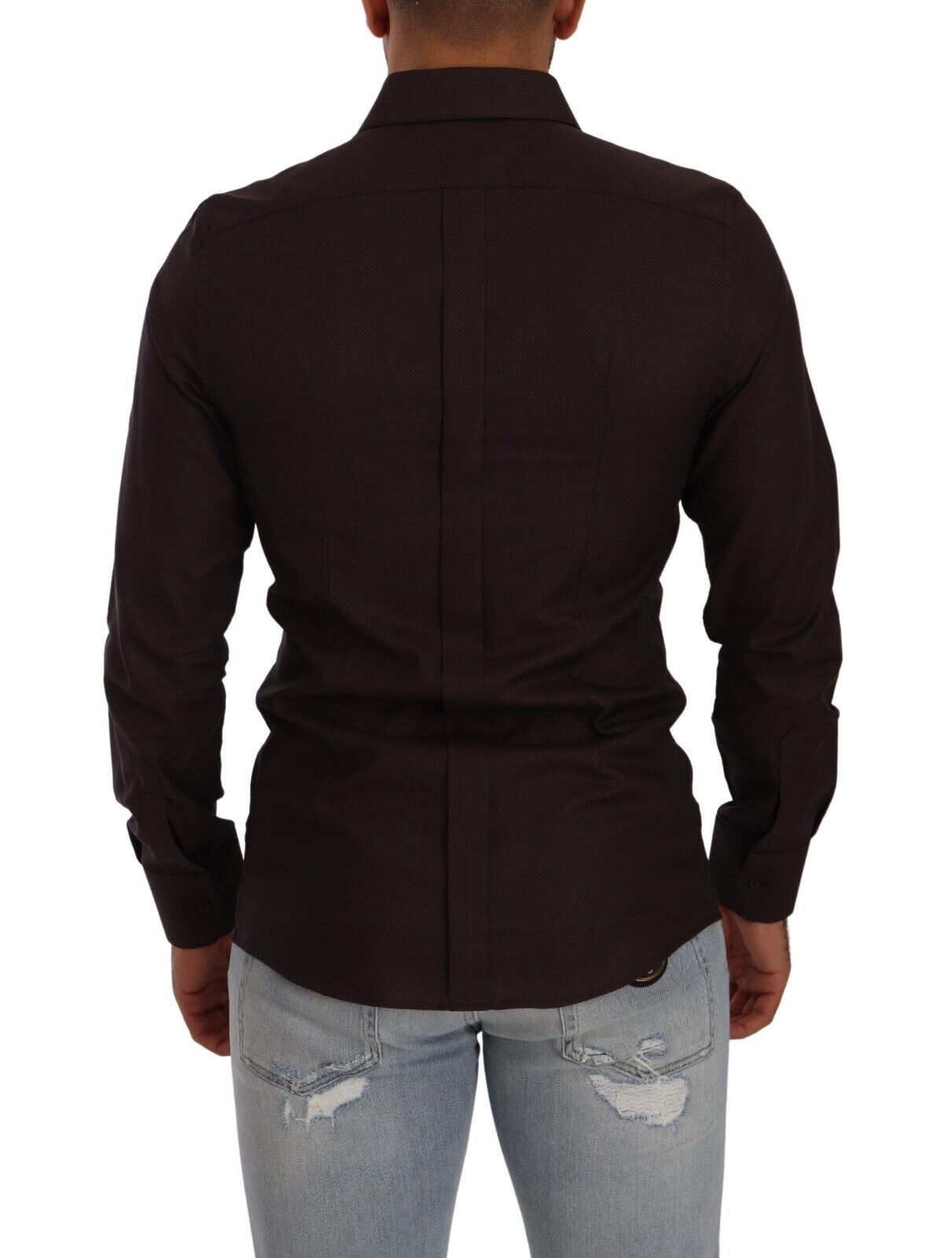 Elegant bordeauxrood slim-fit overhemd