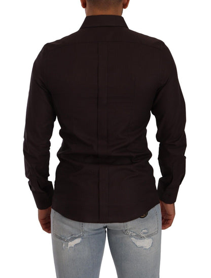 Elegant bordeauxrood slim-fit overhemd