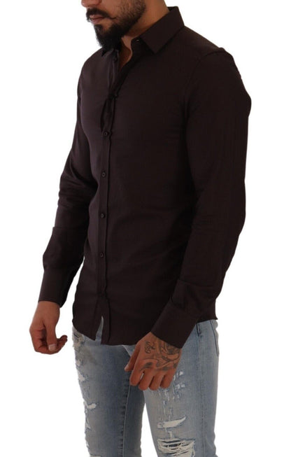 Elegant bordeauxrood slim-fit overhemd