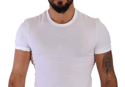 Elegante camiseta blanca con cuello redondo en mezcla de algodón