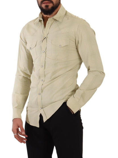 Camisa Elegante De Algodón A Cuadros Sicilia