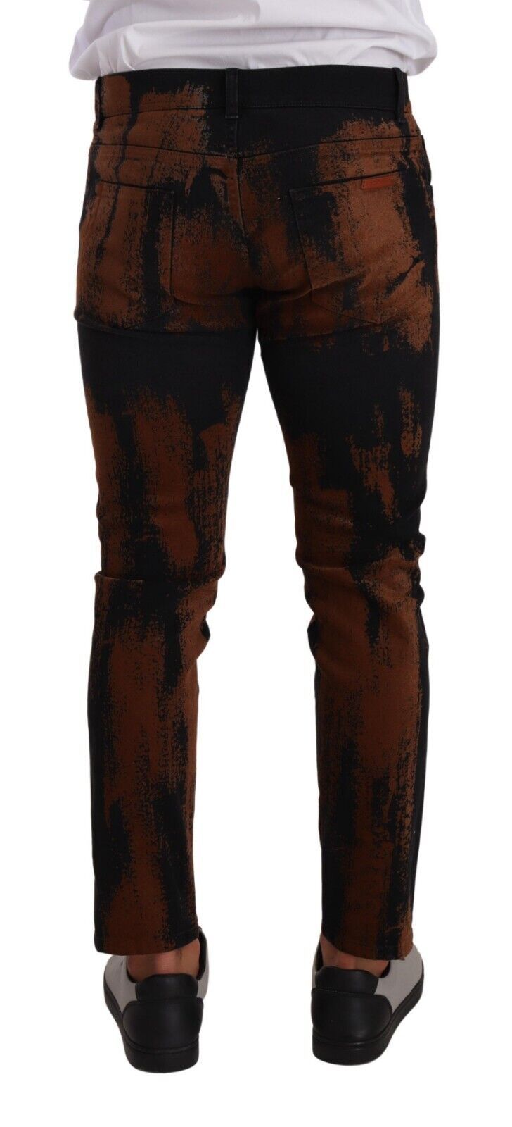 Chique zwartbruine tie-dye slim-fit jeans