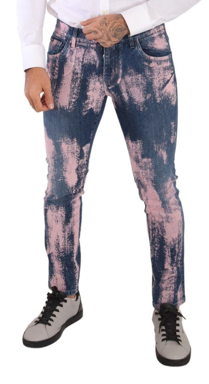 Elegante skinny slim-fit denim jeans in tie-dye