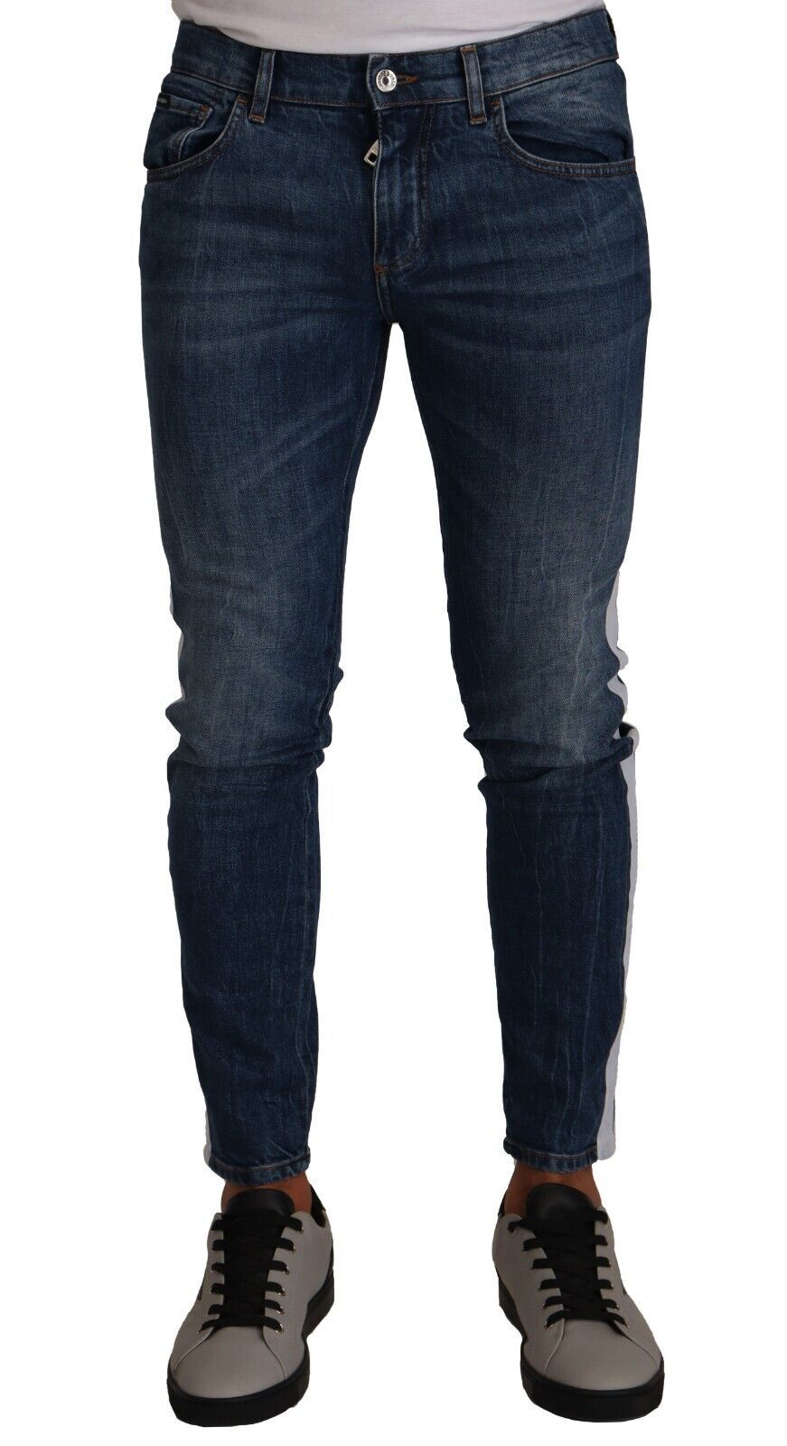 Slim-fit blauw gewassen denimjeans