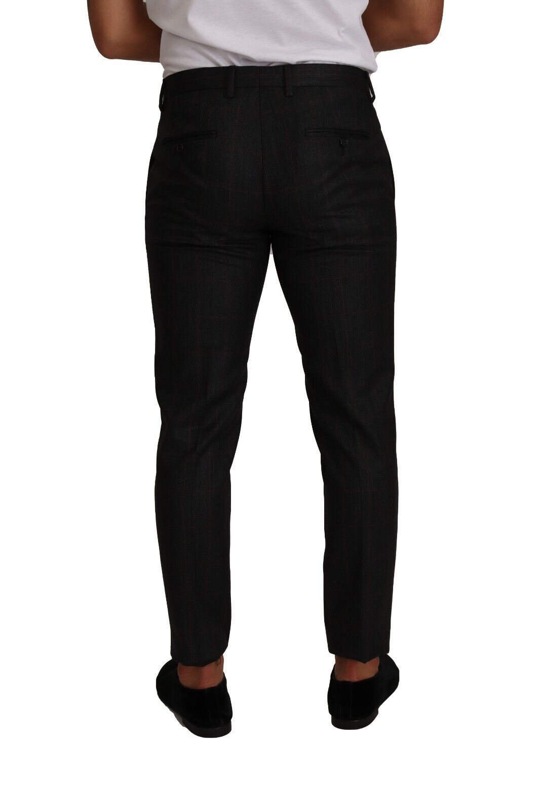 Elegante grijze geruite slim-fit broek