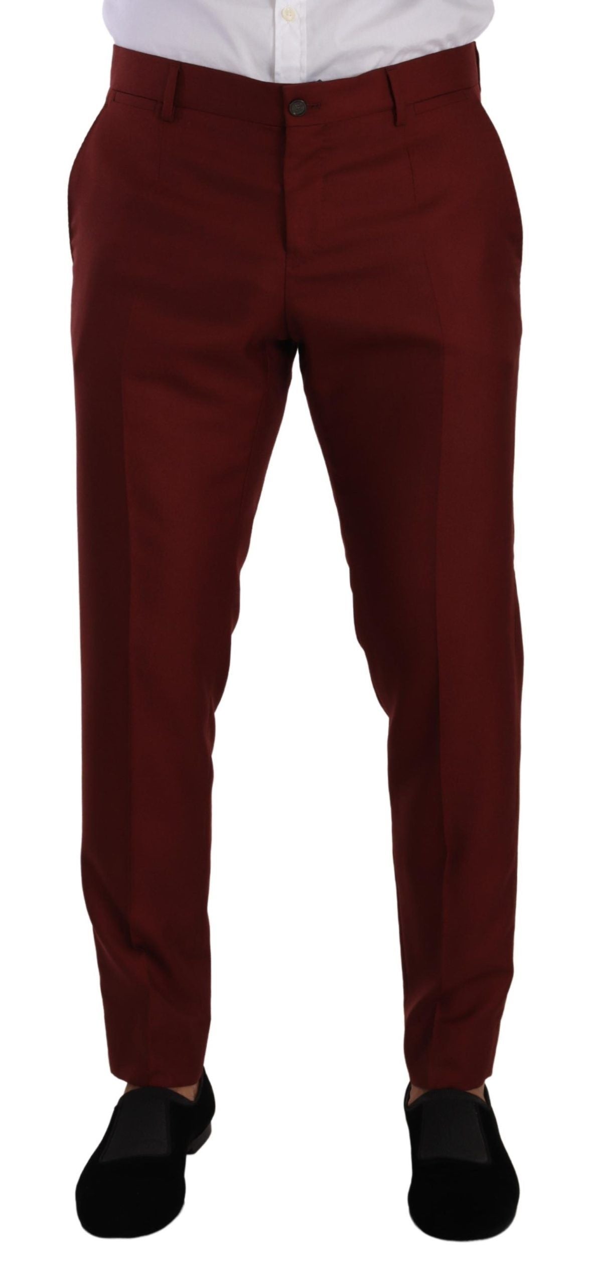 Pantalón de vestir elegante de cachemir y seda rojo