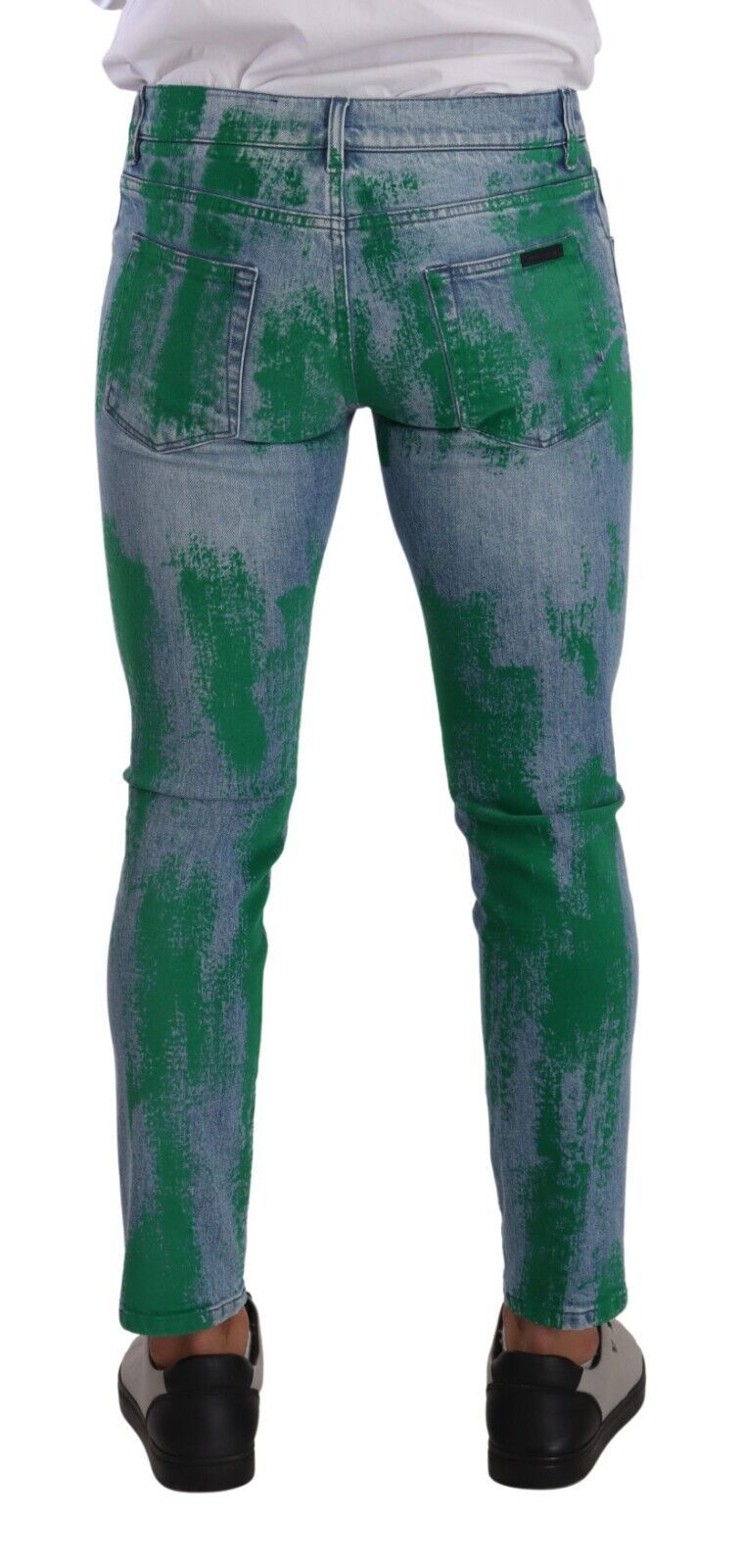 Chique skinny denimjeans in blauwgroene wassing