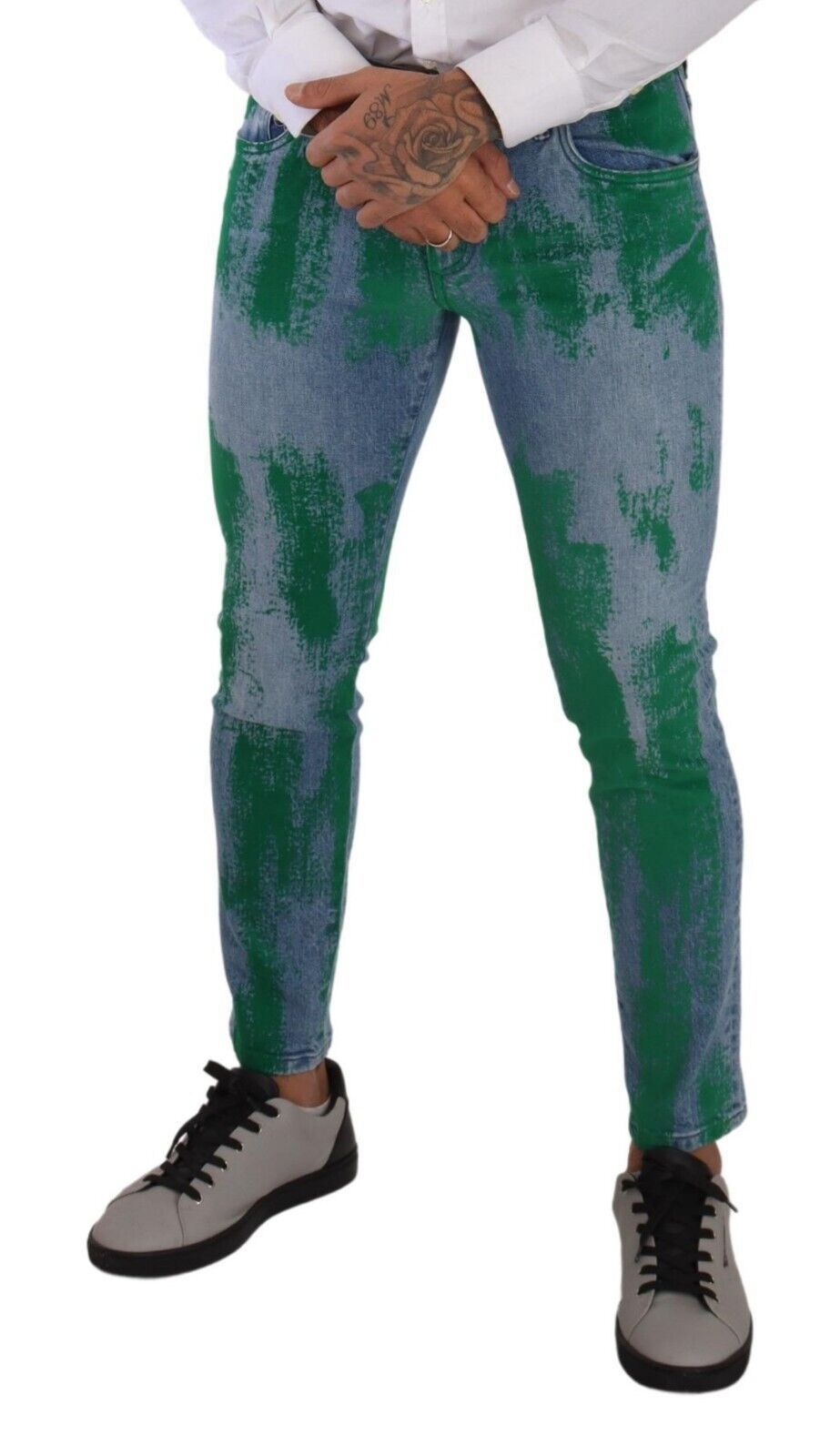 Chique skinny denimjeans in blauwgroene wassing