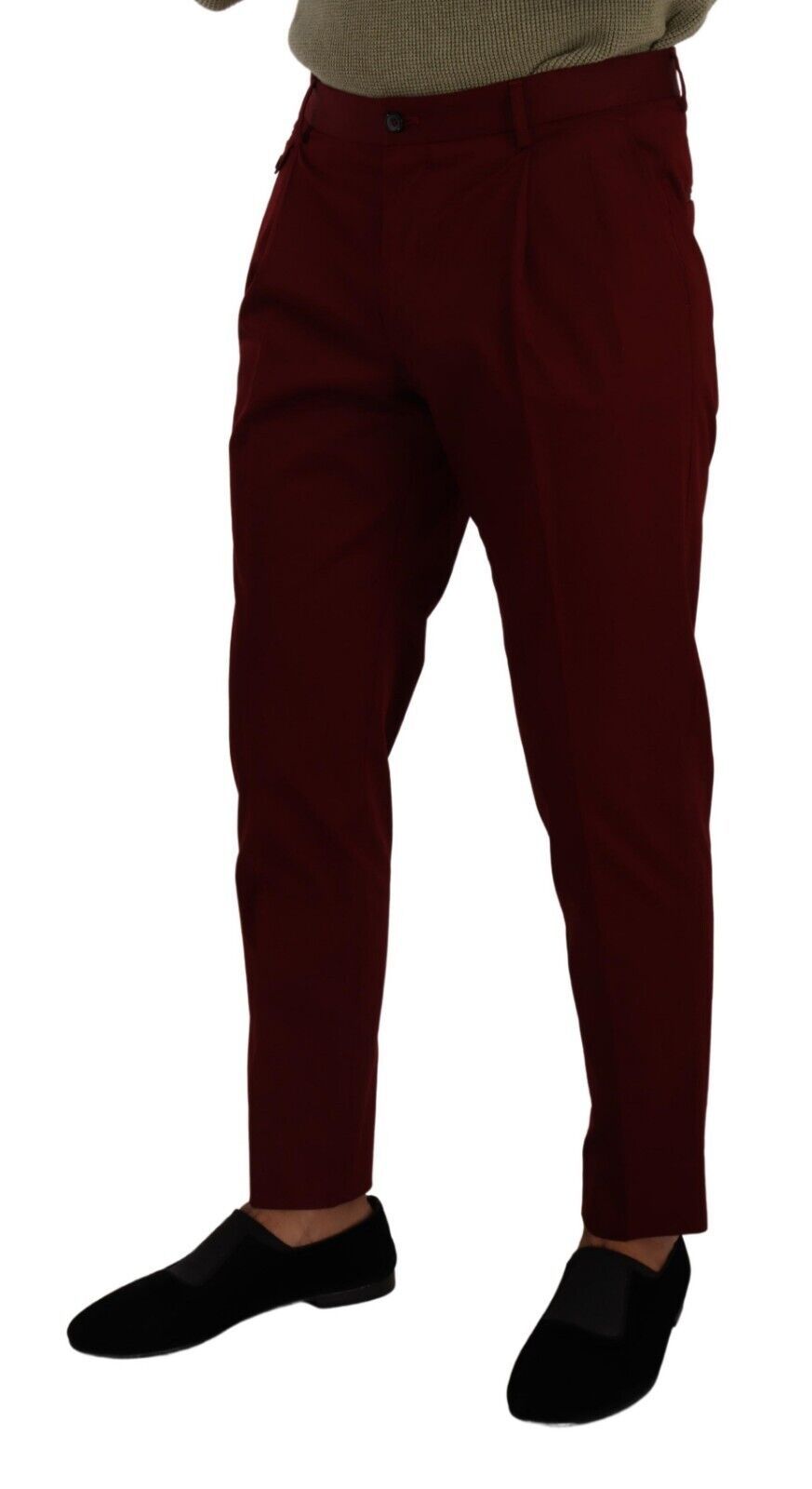 Elegante pantalón chino de vestir rojo oscuro para hombre