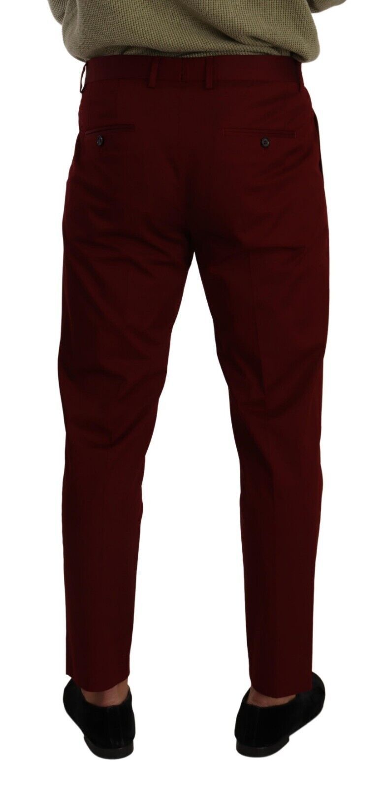 Elegante pantalón chino de vestir rojo oscuro para hombre