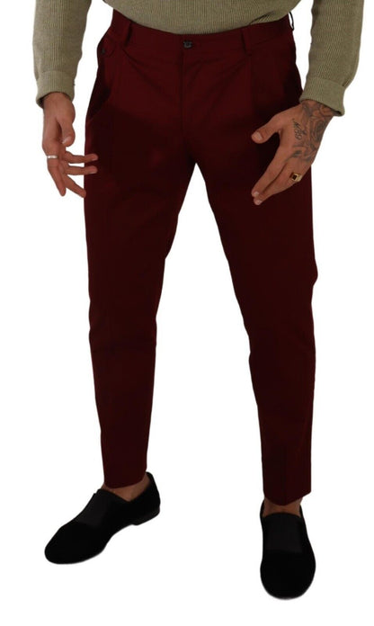 Elegante pantalón chino de vestir rojo oscuro para hombre