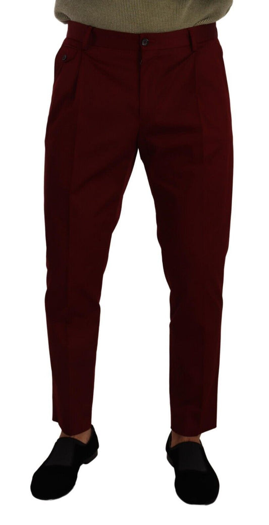 Elegante pantalón chino de vestir rojo oscuro para hombre