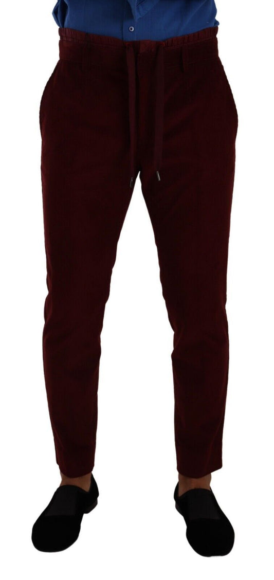 Elegante bordeaux fluwelen pantalon