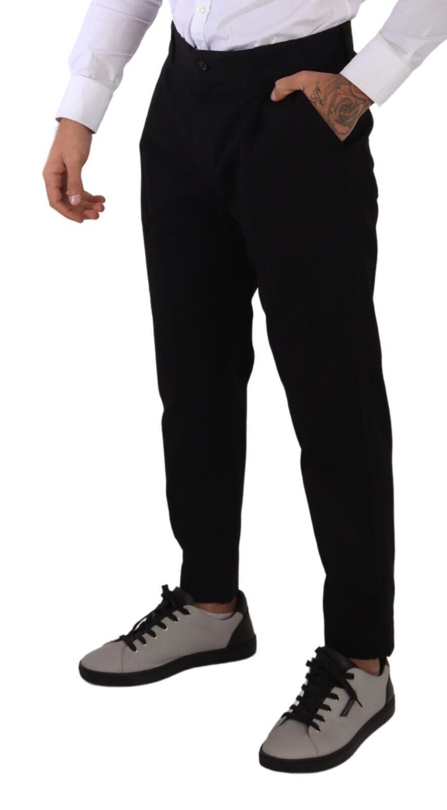 Pantalón chino elegante de algodón negro cónico