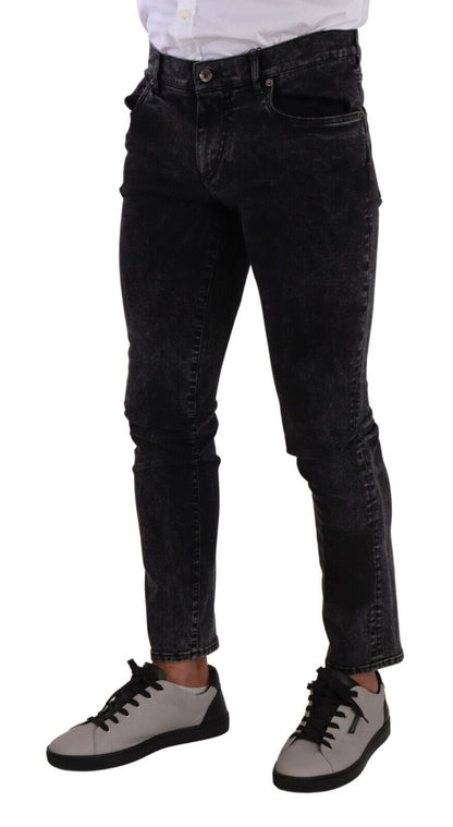 Strakke slim-fit designerjeans in zwartgrijs