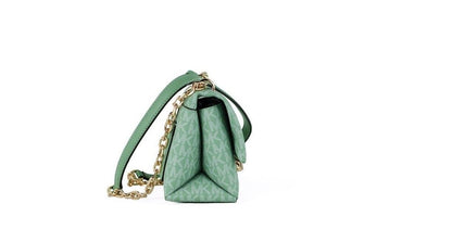 Cece Small Sea Green Signature PVC Convertible Flap Crossbody Bag