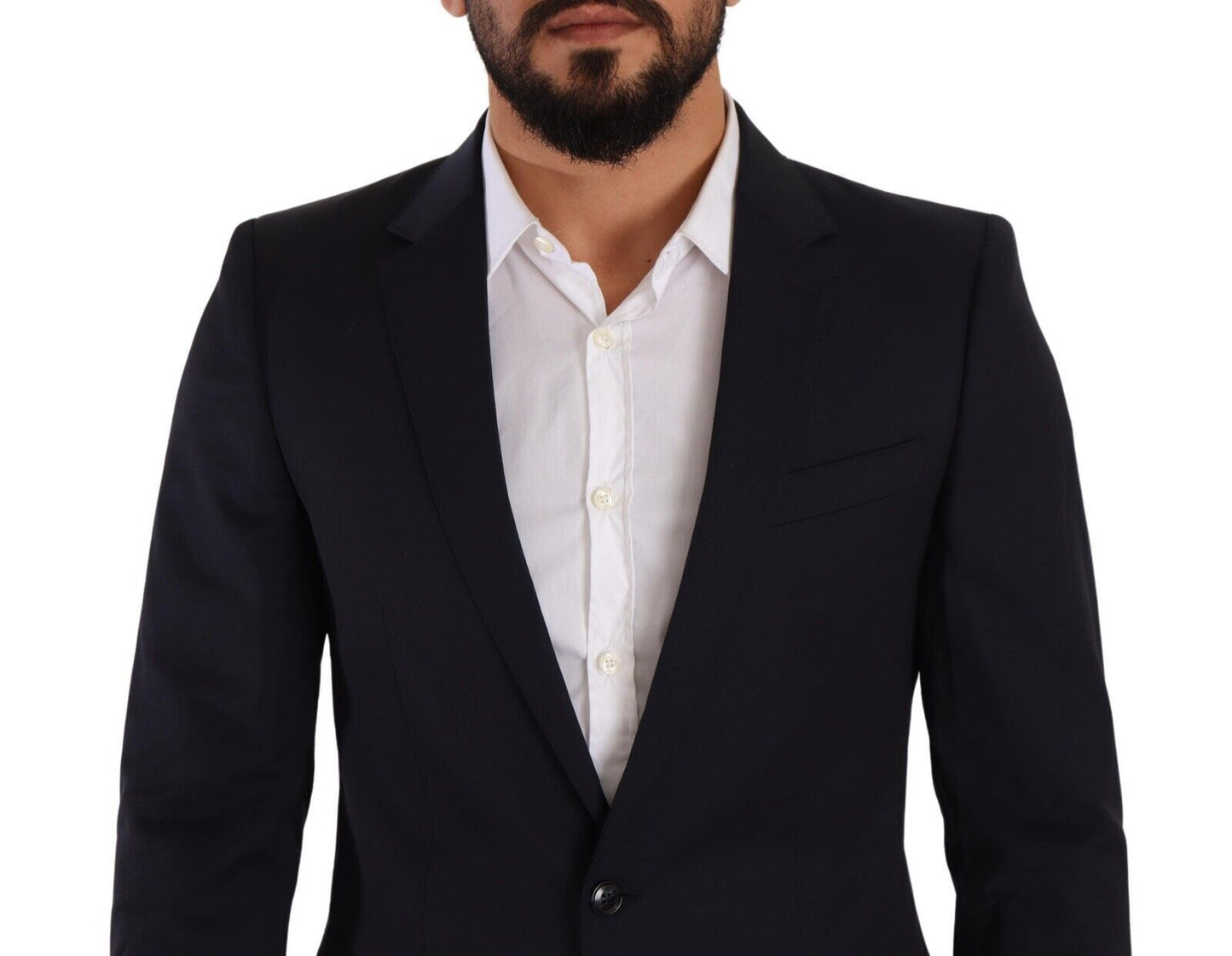 Strakke marineblauwe Martini slim-fit wollen blazer