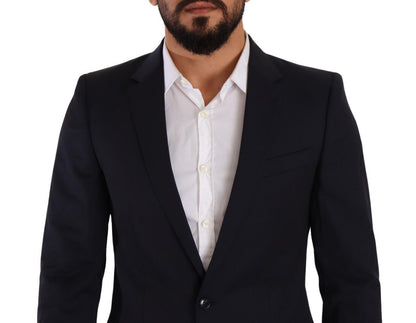 Elegante blazer de lana de corte slim Martini azul marino