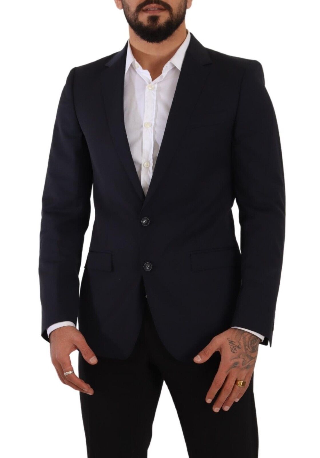 Strakke marineblauwe Martini slim-fit wollen blazer